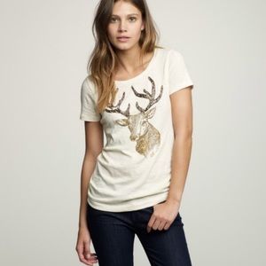 🦌J. Crew Factory Vintage Sequin Deer Tee Small